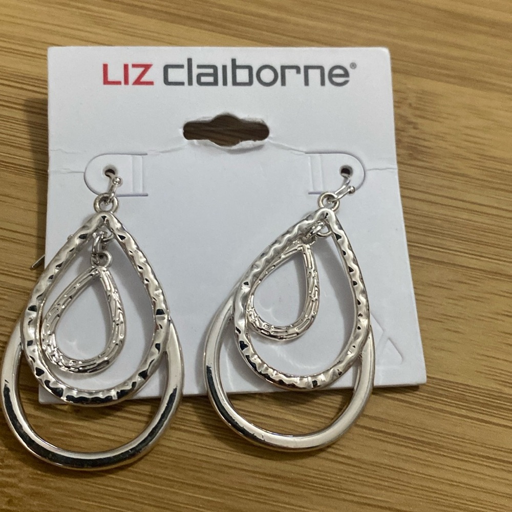 Liz Claiborne silver toned drop earrings